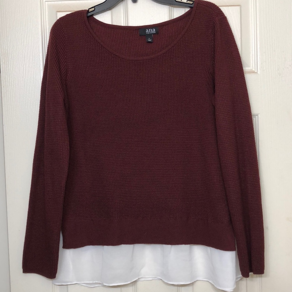 a.n.a sweater w white peeking blouse women's L